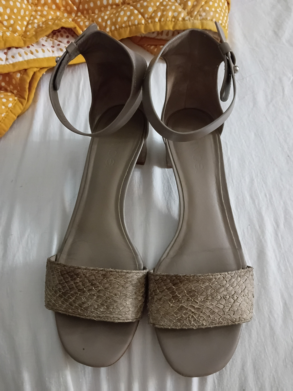 Vince Taupe Woven-Front Ankle-Strap Heels